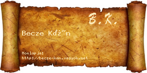 Becze Kán névjegykártya